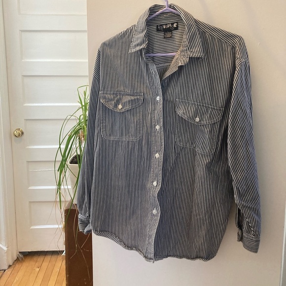 Railway strip heavy cotton shirt size L - Picture 1 of 5